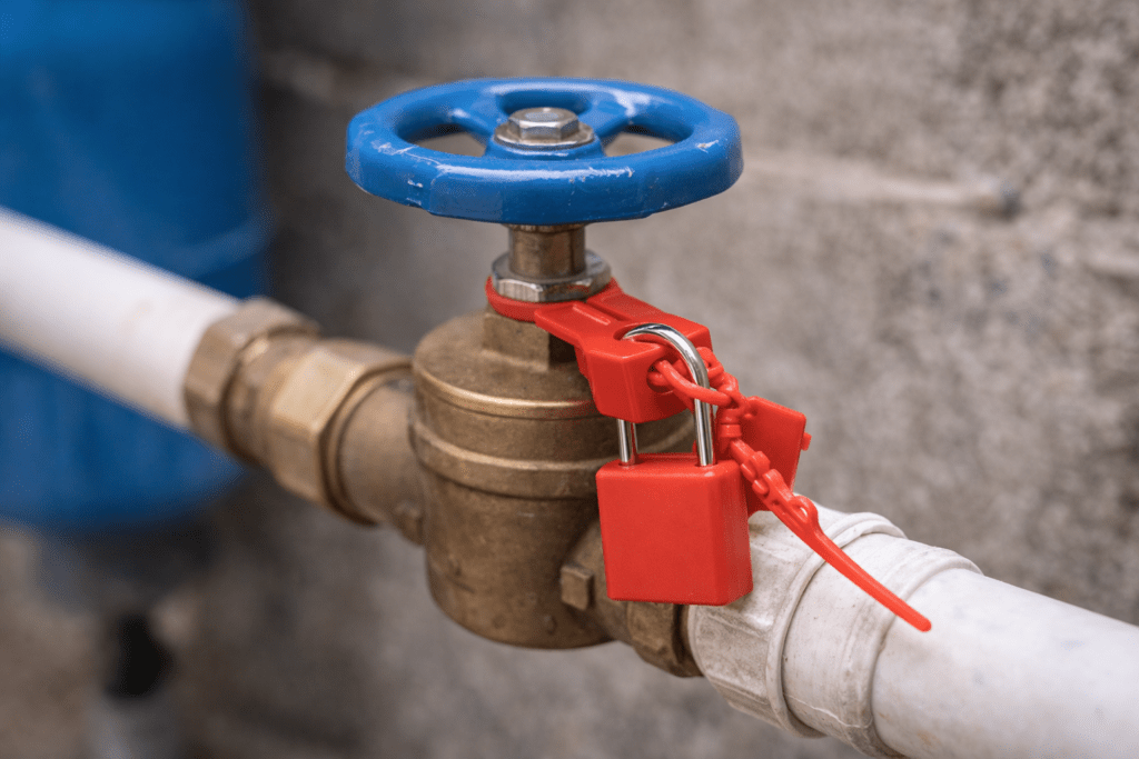 Qual a cor do lacre de corte de água